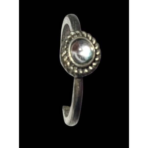 Minimalist Silver Tone Ring With Clear Cabochon Size 7 - Picture 2 of 13